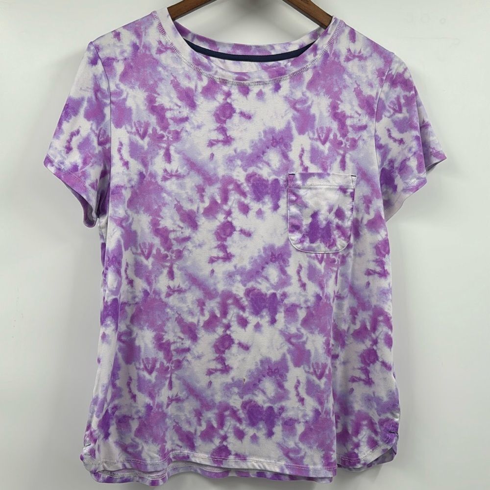 Jane and Bleecker Purple Tie Dyed Pajama Loungerwear Top Small